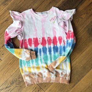 Lola + The Boys Rainbow Tie-Dye Ruffle Sweatshirt